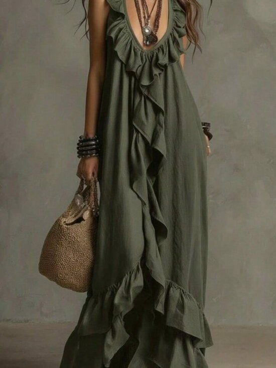 Dresses & Skirts - Olive Green Bohemian Women's Dress